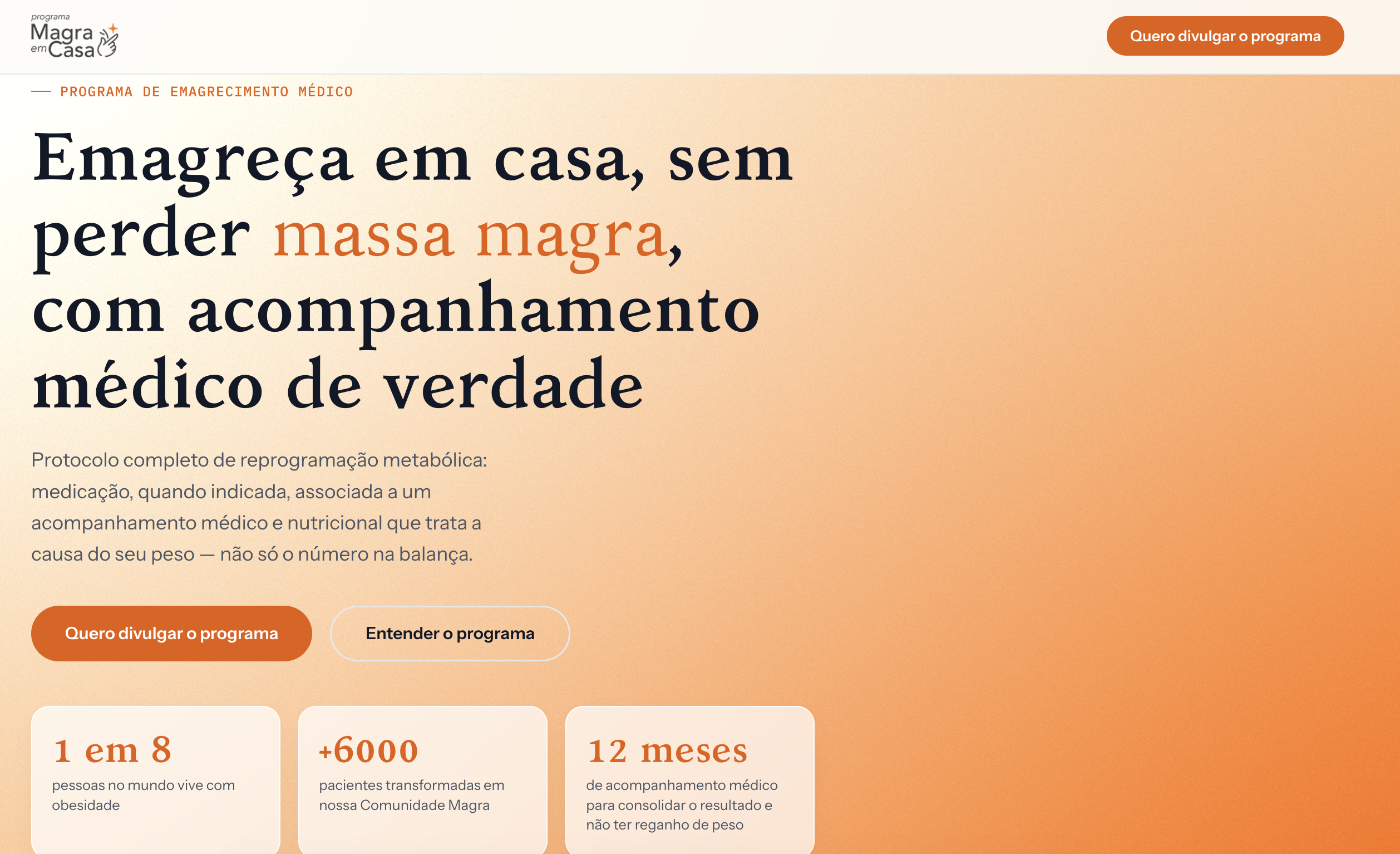 Landing page do programa
